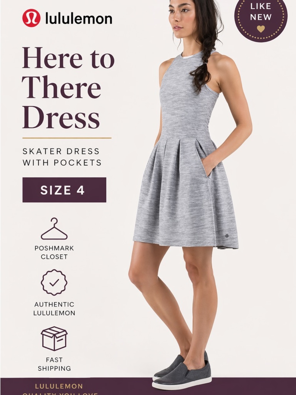 lululemon athletica Sleeveless Heather Gray Skater Dress